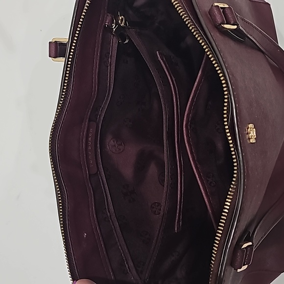 Tory Burch Emerson Micro Satchel Crossbody Shoulder Bag Burgundy Tote - Picture 11 of 16